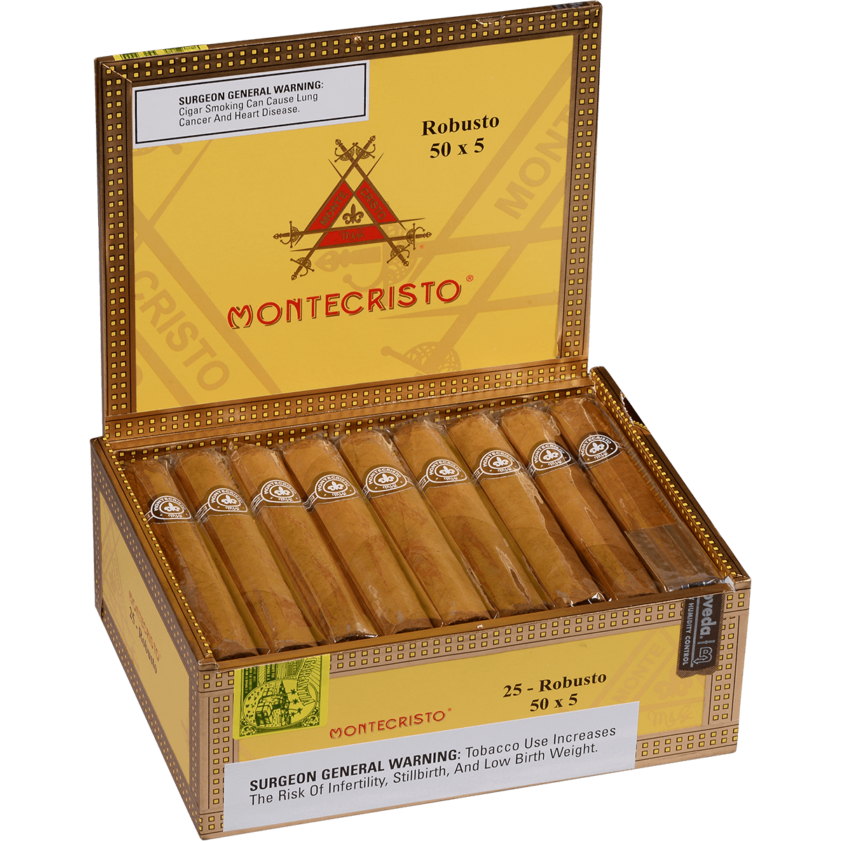 MONTECRISTO ROBUSTO NATURAL 25 CT. BOX 5.00X50