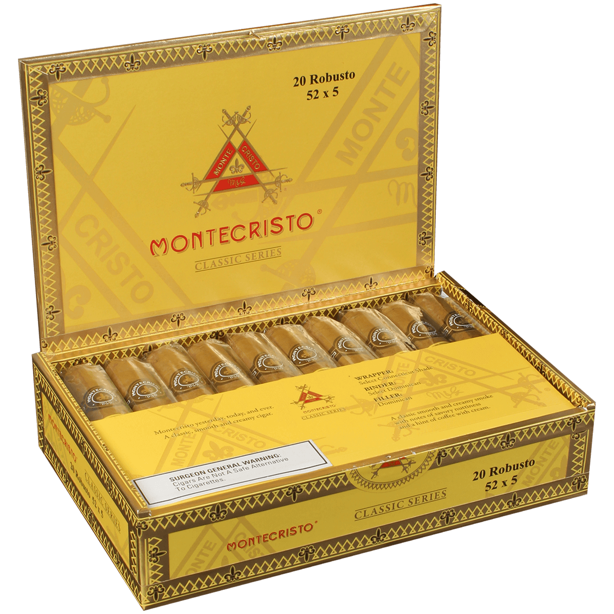 MONTECRISTO CLASSIC COLLECTION ROBUSTO 20 CT. BOX 5.00X52