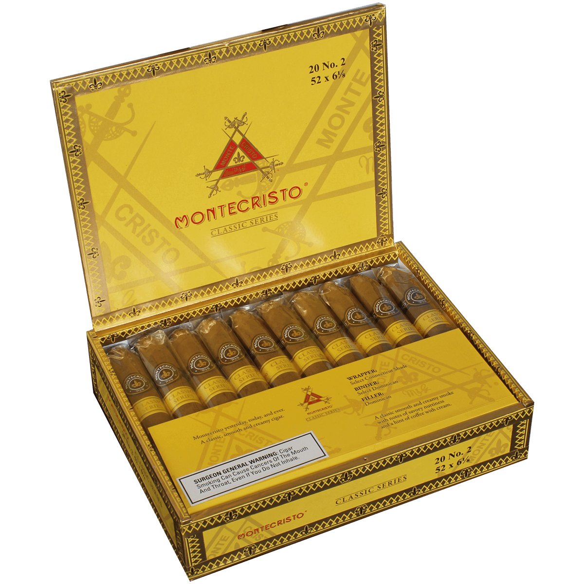 MONTECRISTO CLASSIC COLLECTION NO. 2 20 CT. BOX 6.125X52