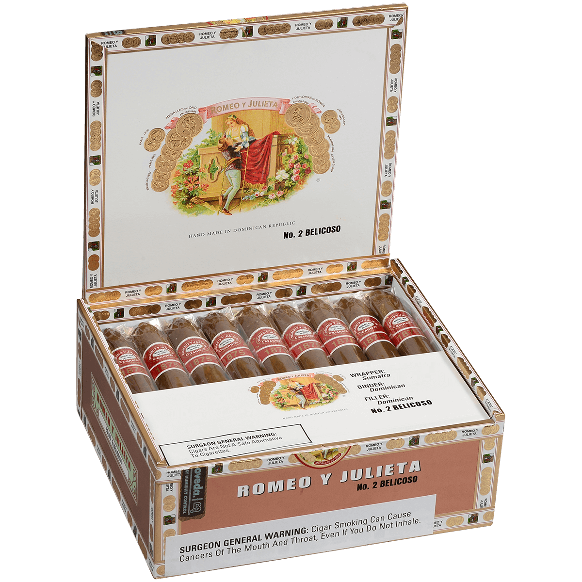 ROMEO Y JULIETA 1875 BELICOSO NO. 2 EMS 25 CT. BOX 6.12X52