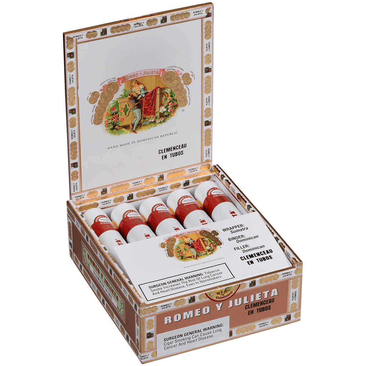 ROMEO Y JULIETA 1875 CLEMENCEAUS ALUMINUM TUBOS EMS 10 CT. BOX 6.00X50