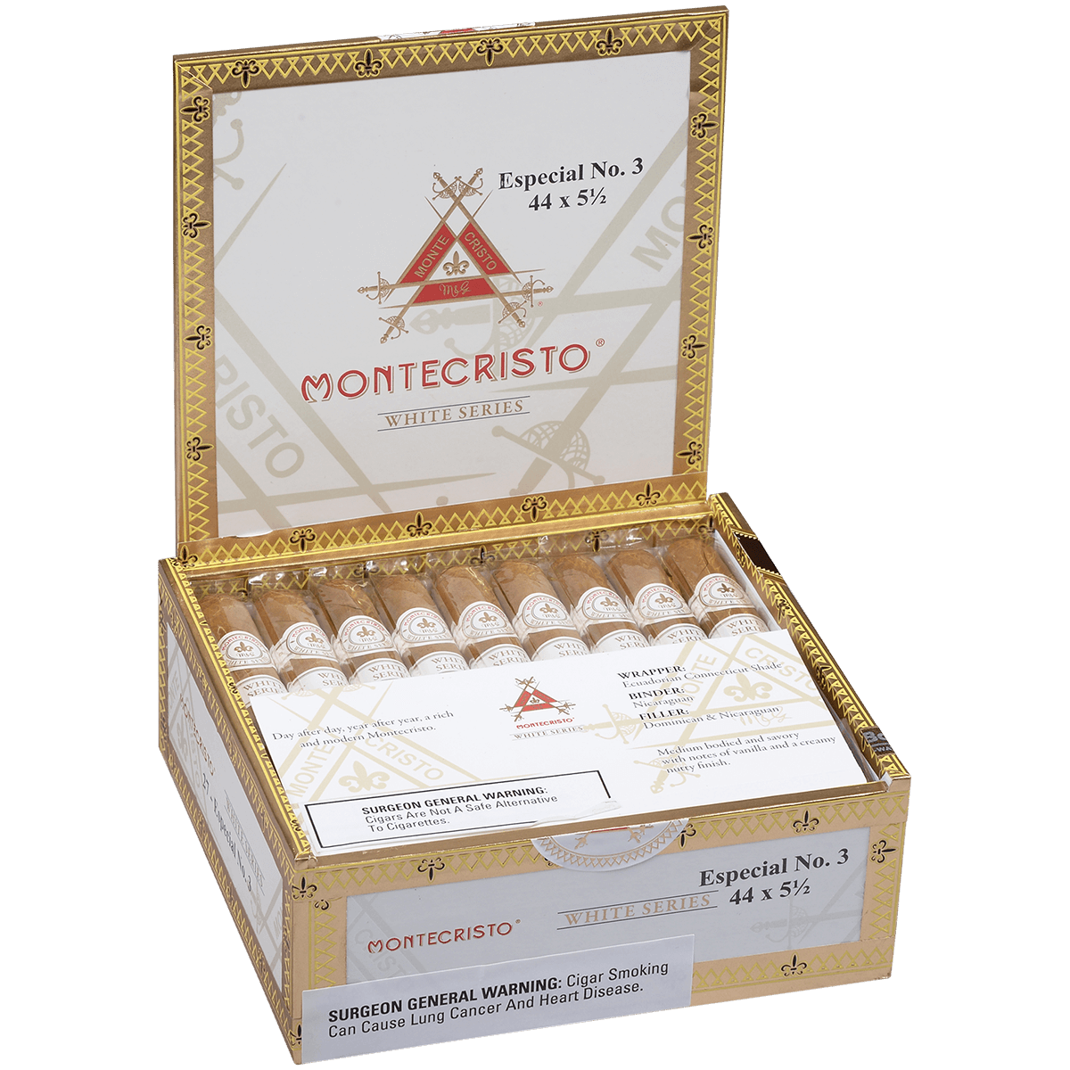MONTECRISTO WHITE ESPECIAL NO.3 27 CT. BOX 5.50X44