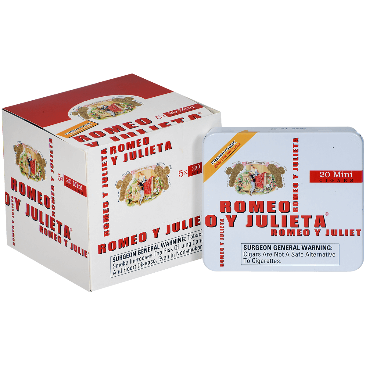 ROMEO Y JULIETA MINI-ORIGINAL (WHITE) 5/20 CT. TINS 2.875X20