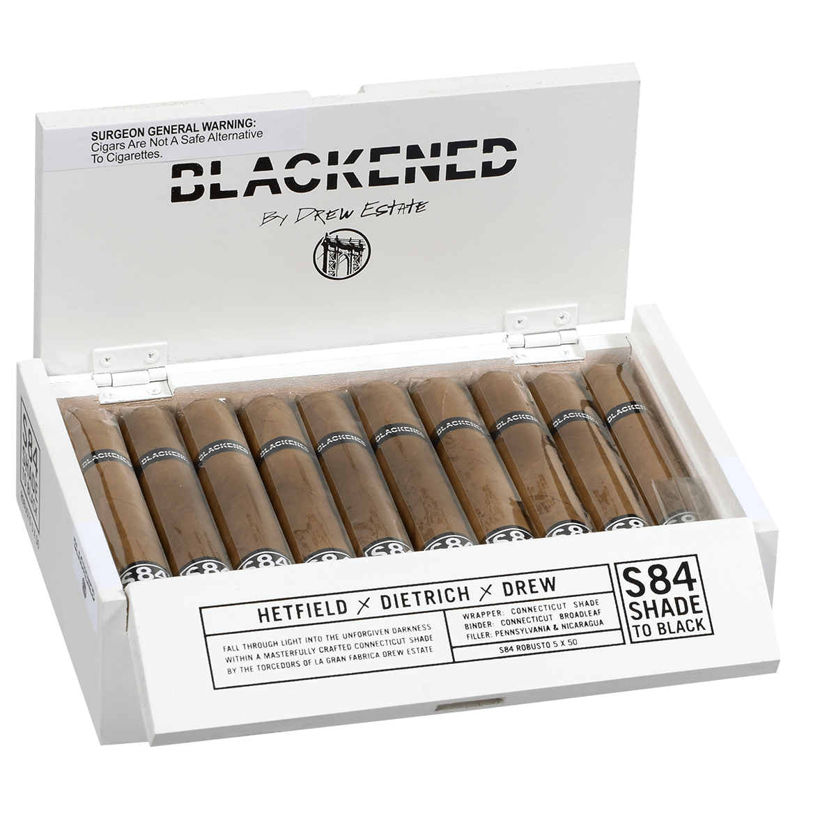 BLACKENED BY DREW ESTATE S84 SHADE TO BLACK ROBUSTO 20 CT. BOX 5.00X50