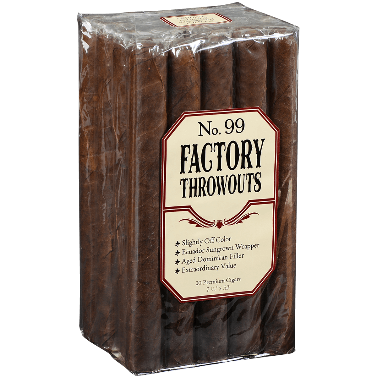 FACTORY THROWOUTS NO 99 NATURAL 20 CT. BUNDLE 7.25X52