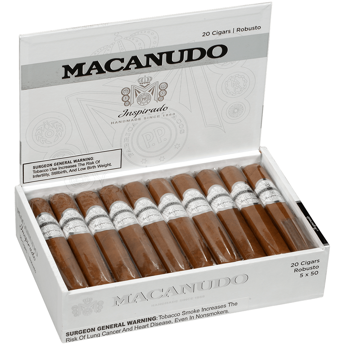 MACANUDO INSPIRADO WHITE ROBUSTO 20 CT. BOX 5.00X50