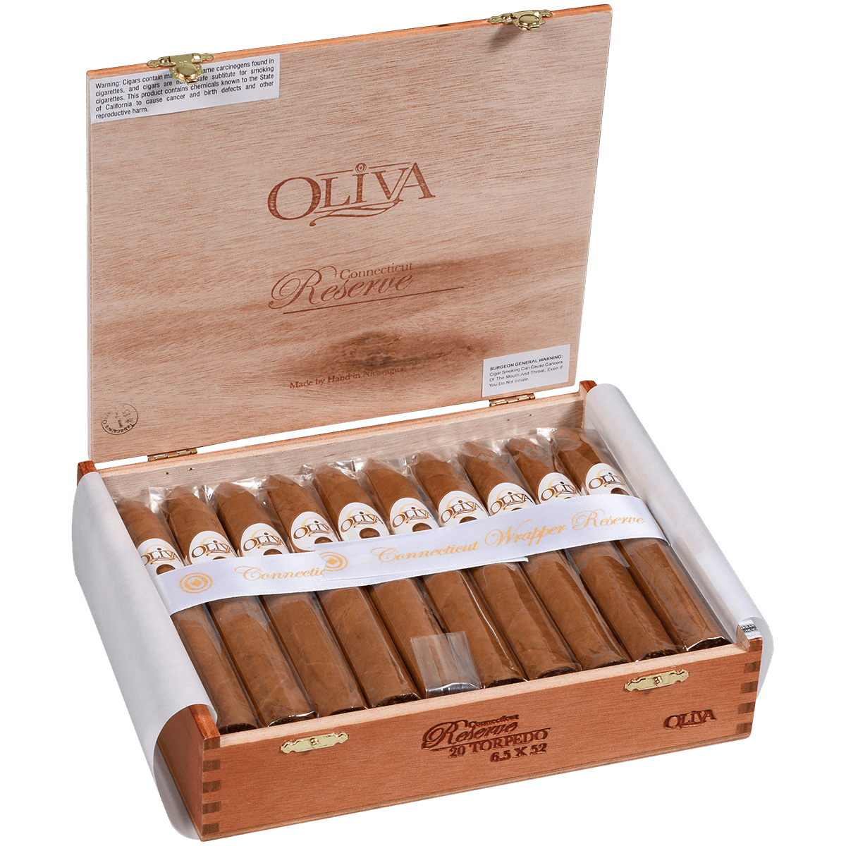 OLIVA CONNECTICUT WRAPPER RESERVE TORPEDO 20 CT. BOX 6.50X52