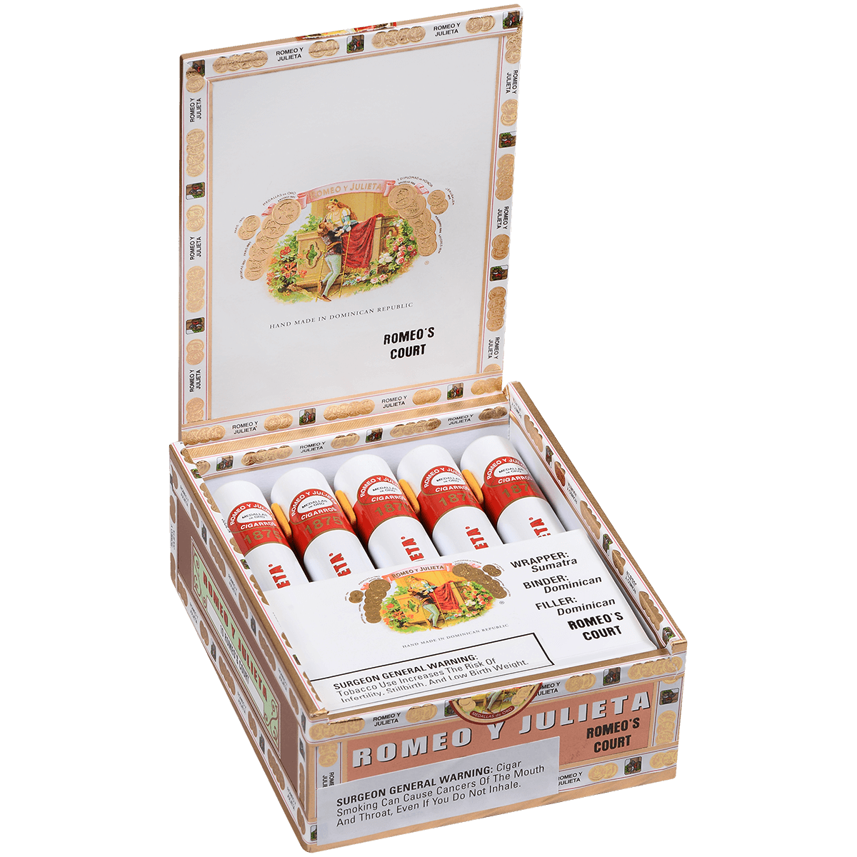 ROMEO Y JULIETA 1875 ROMEO'S COURT TUBOS EMS 10 CT. BOX 5.50X44