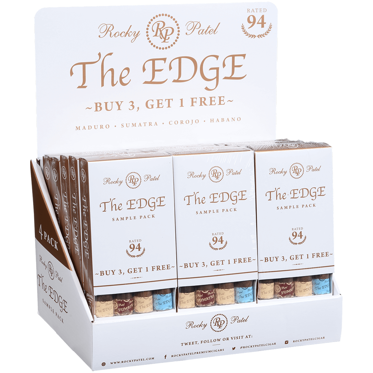 ROCKY PATEL THE EDGE TORO B3G1 SAMPLER 15/4 DISPLAY 6.00X52