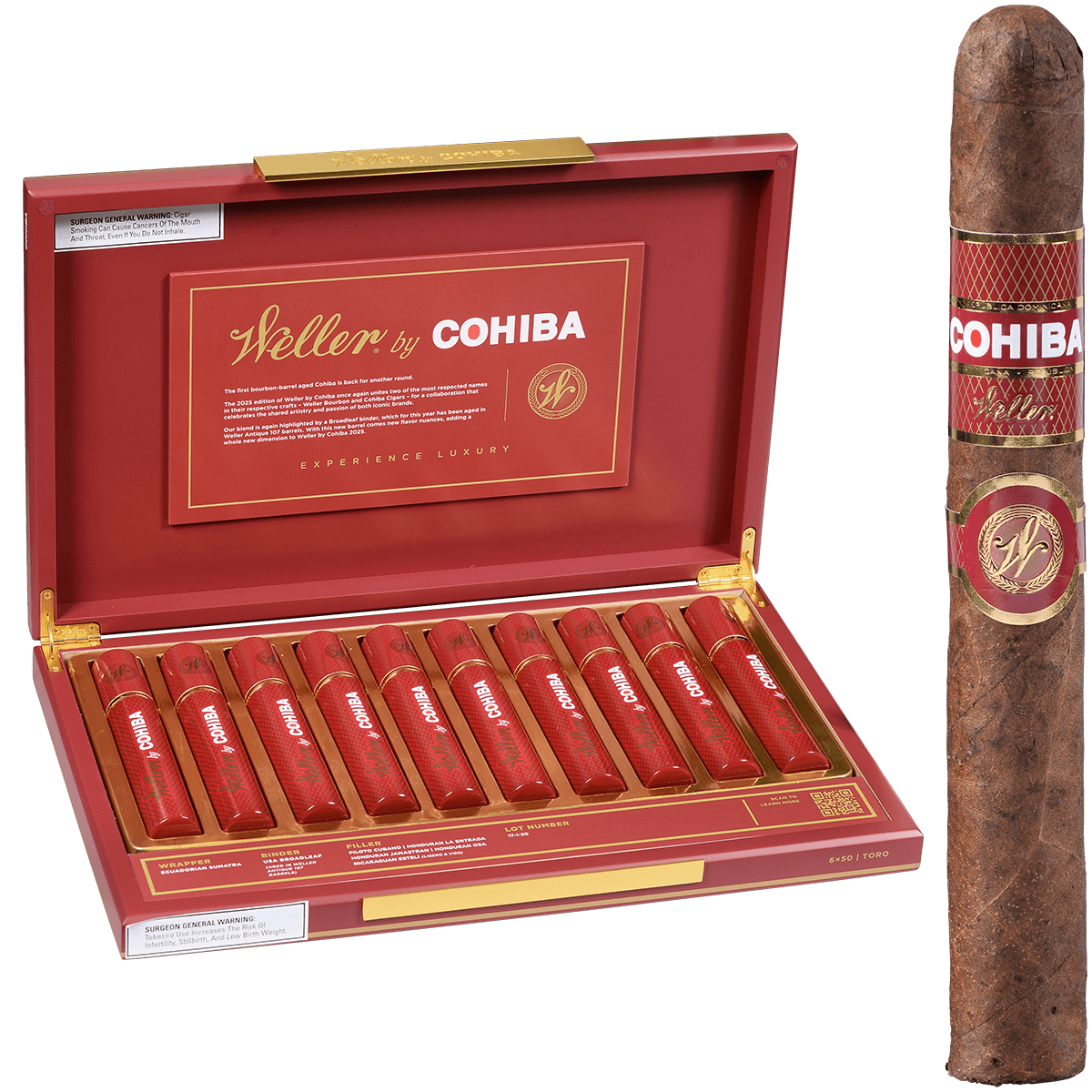 LIMITED EDITION 2025 WELLER BY COHIBA TORO 10 CT. BOX 6.00X50