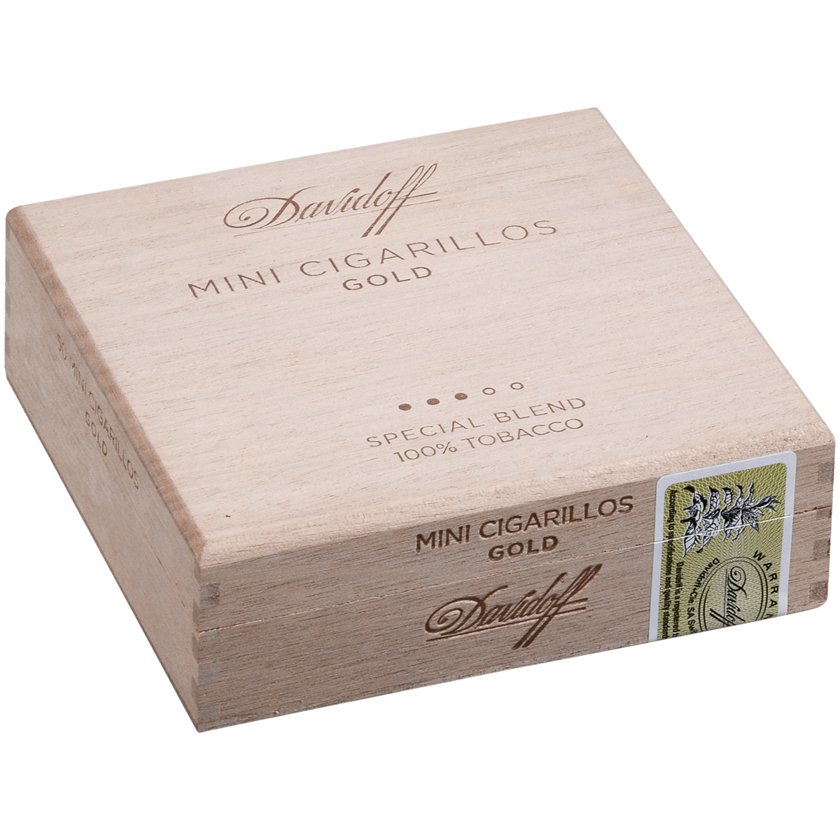 DAVIDOFF MINI CIGARILLO GOLD 50 CT. BOX 3.50X20