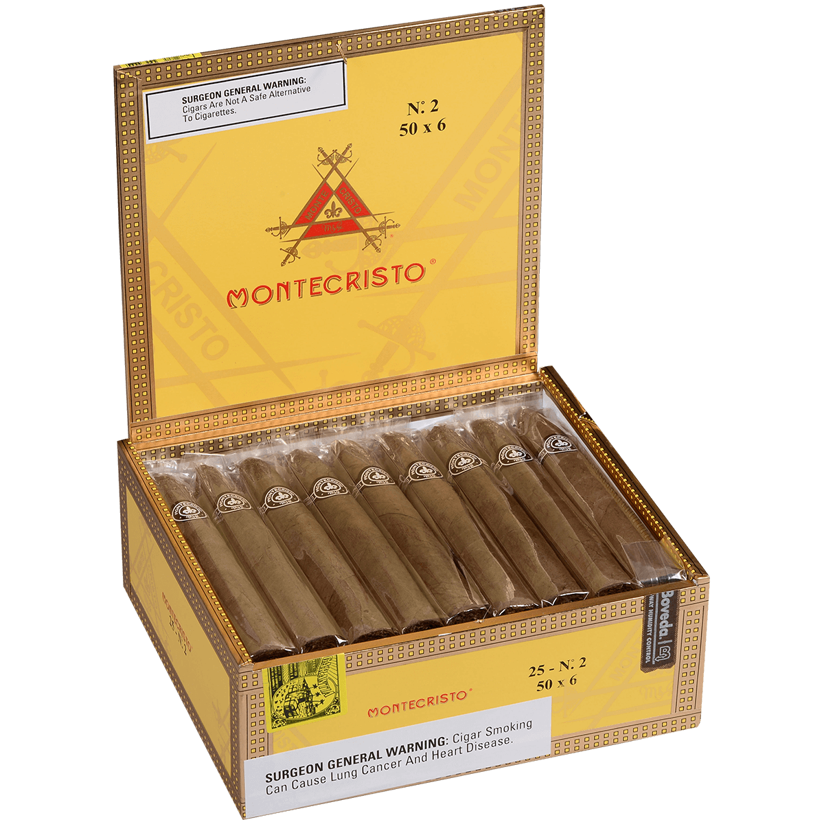 MONTECRISTO NO. 2 TORPEDO NATURAL 25 CT. BOX  6.00X50
