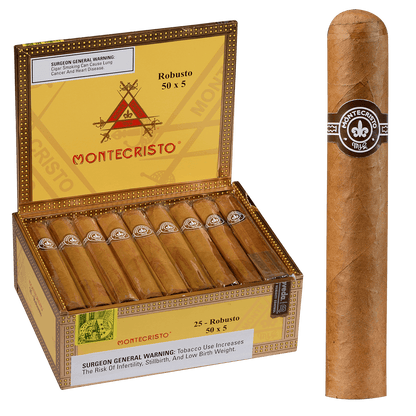 MONTECRISTO ROBUSTO NATURAL 25 CT. BOX  5.00X50