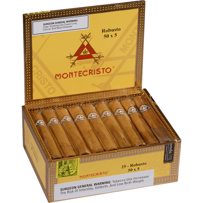 MONTECRISTO ROBUSTO NATURAL 25 CT. BOX  5.00X50