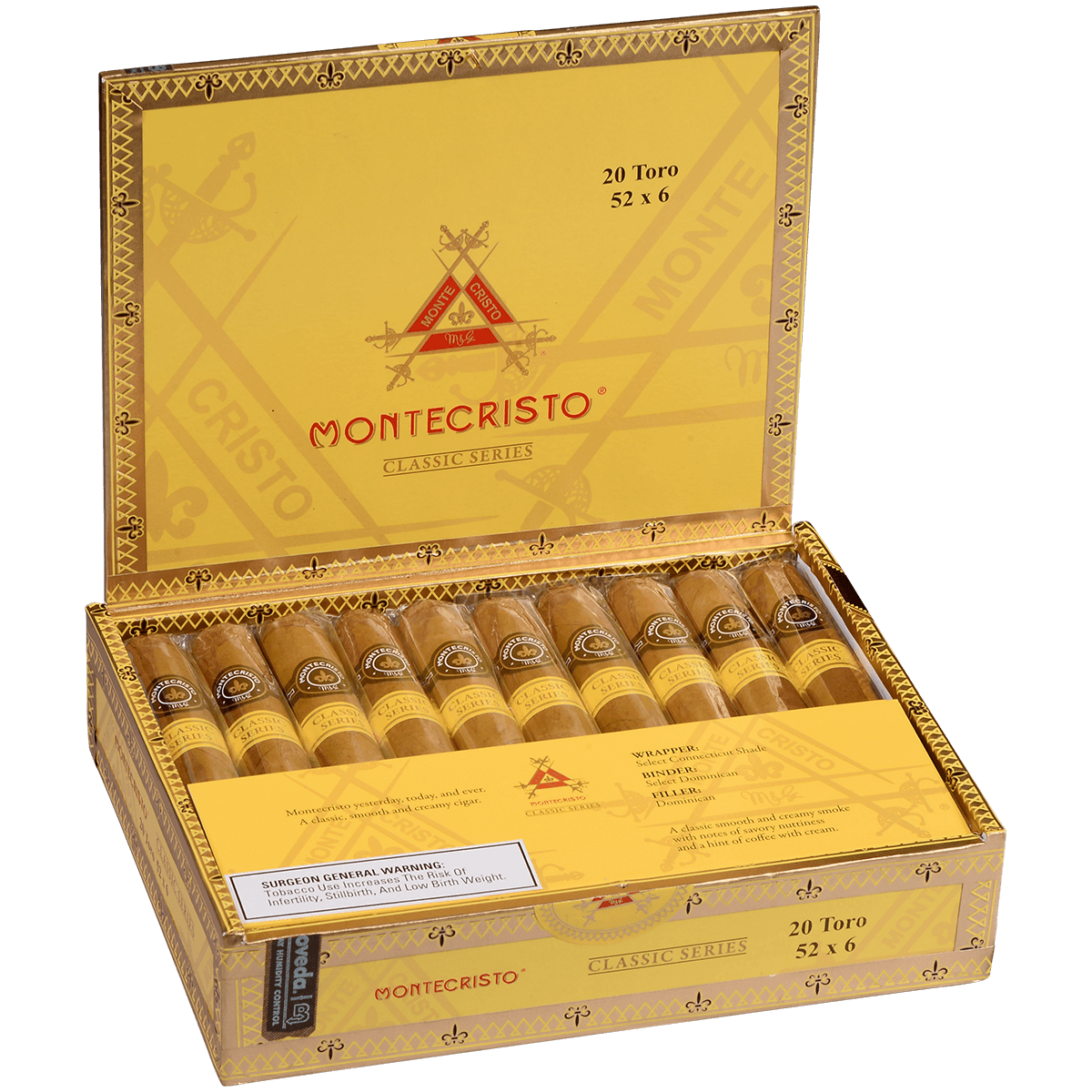 MONTECRISTO CLASSIC COLLECTION TORO 20 CT. BOX 6.00X52