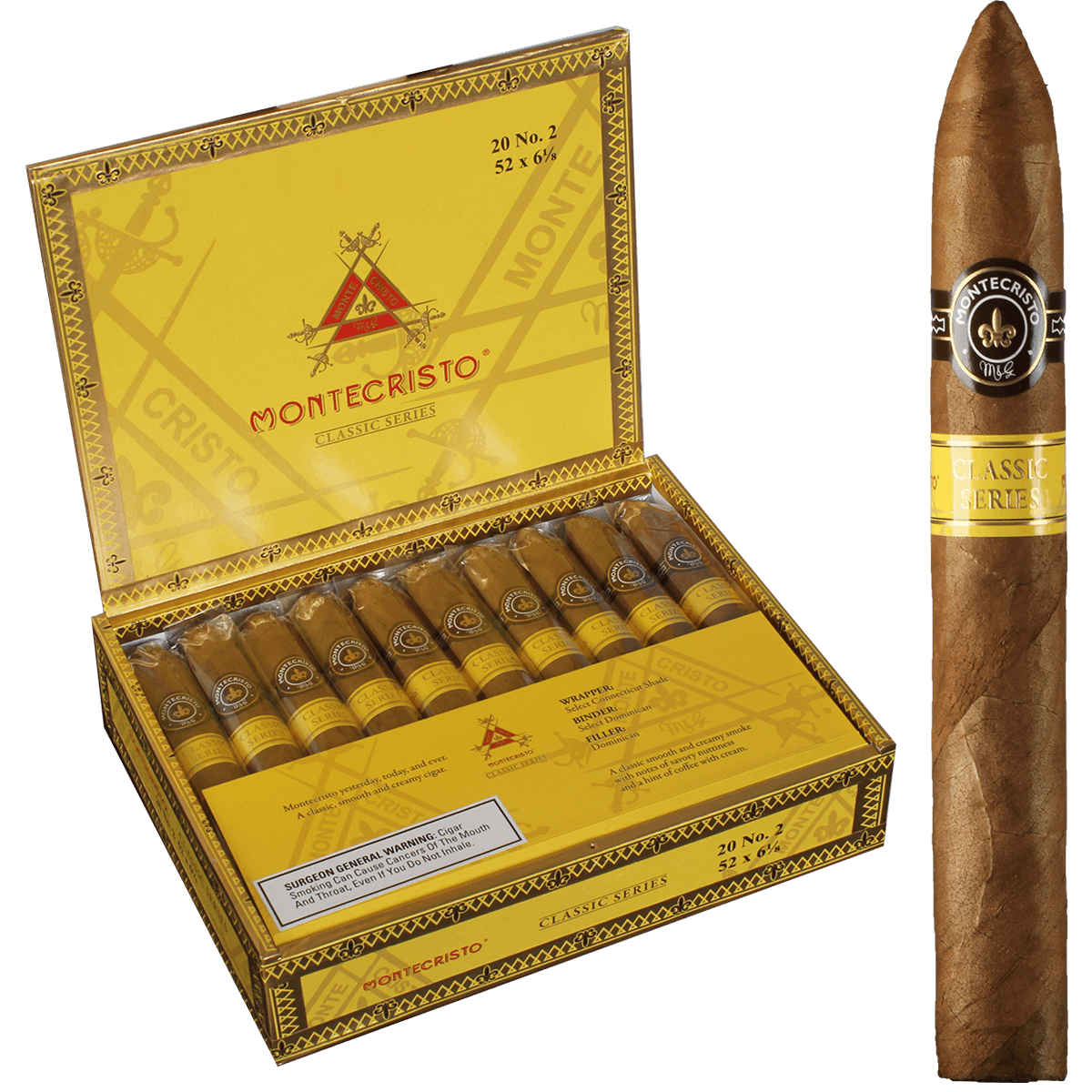 MONTECRISTO CLASSIC COLLECTION NO. 2 20 CT. BOX 6.125X52