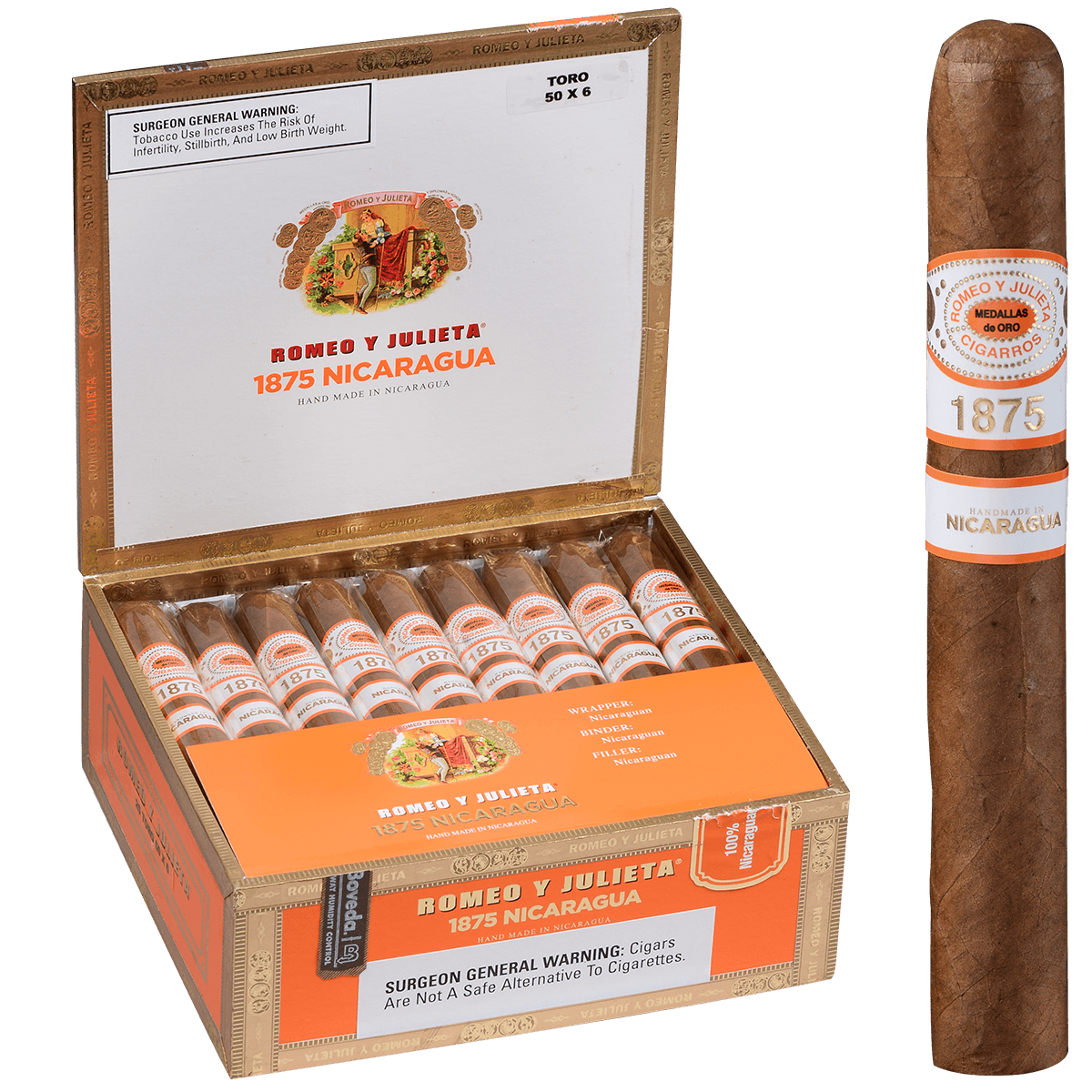 ROMEO Y JULIETA 1875 NICARAGUA TORO 25 CT. BOX 6.00X50