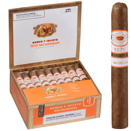 ROMEO Y JULIETA 1875 NICARAGUA TORO 25 CT. BOX 6.00X50