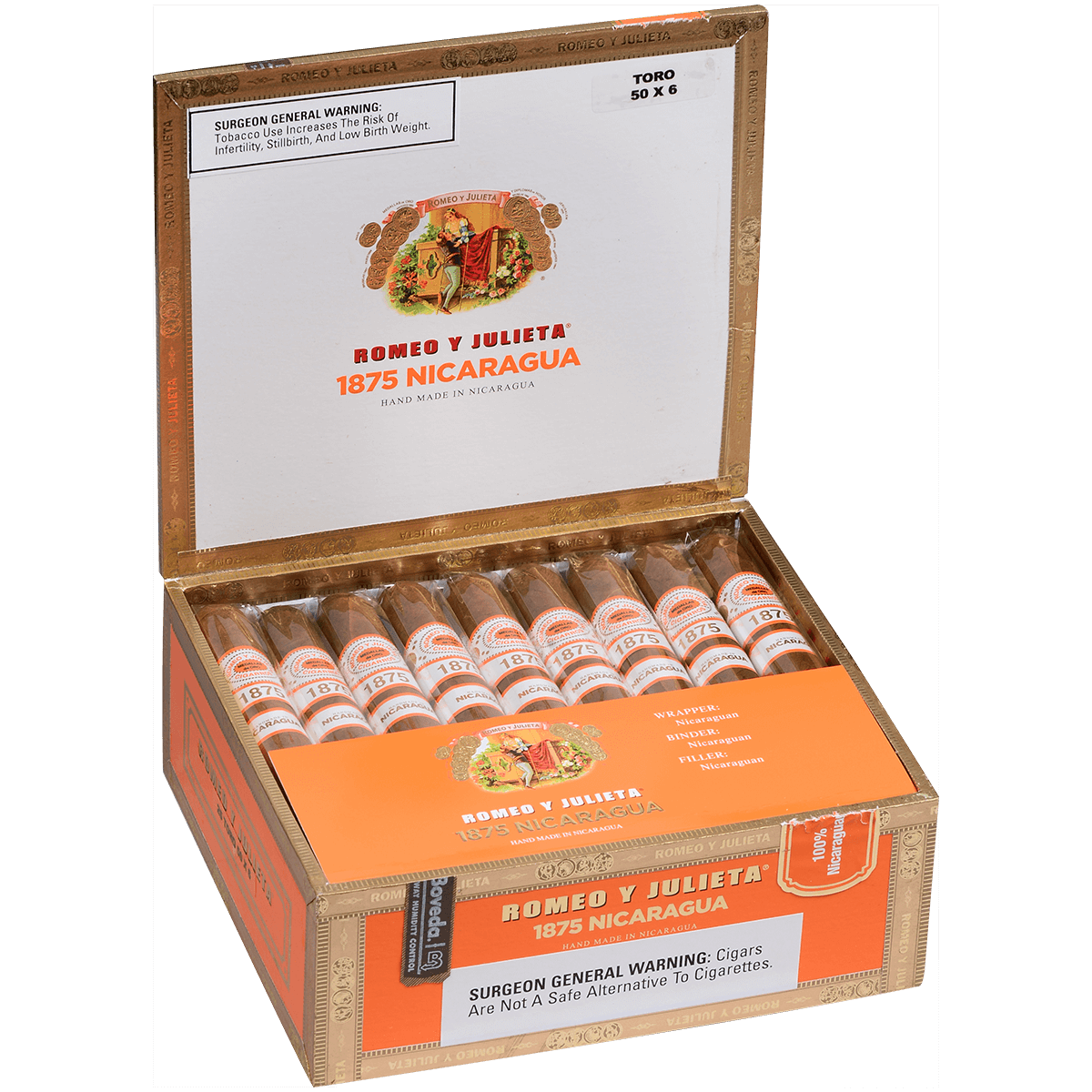 ROMEO Y JULIETA 1875 NICARAGUA TORO 25 CT. BOX 6.00X50