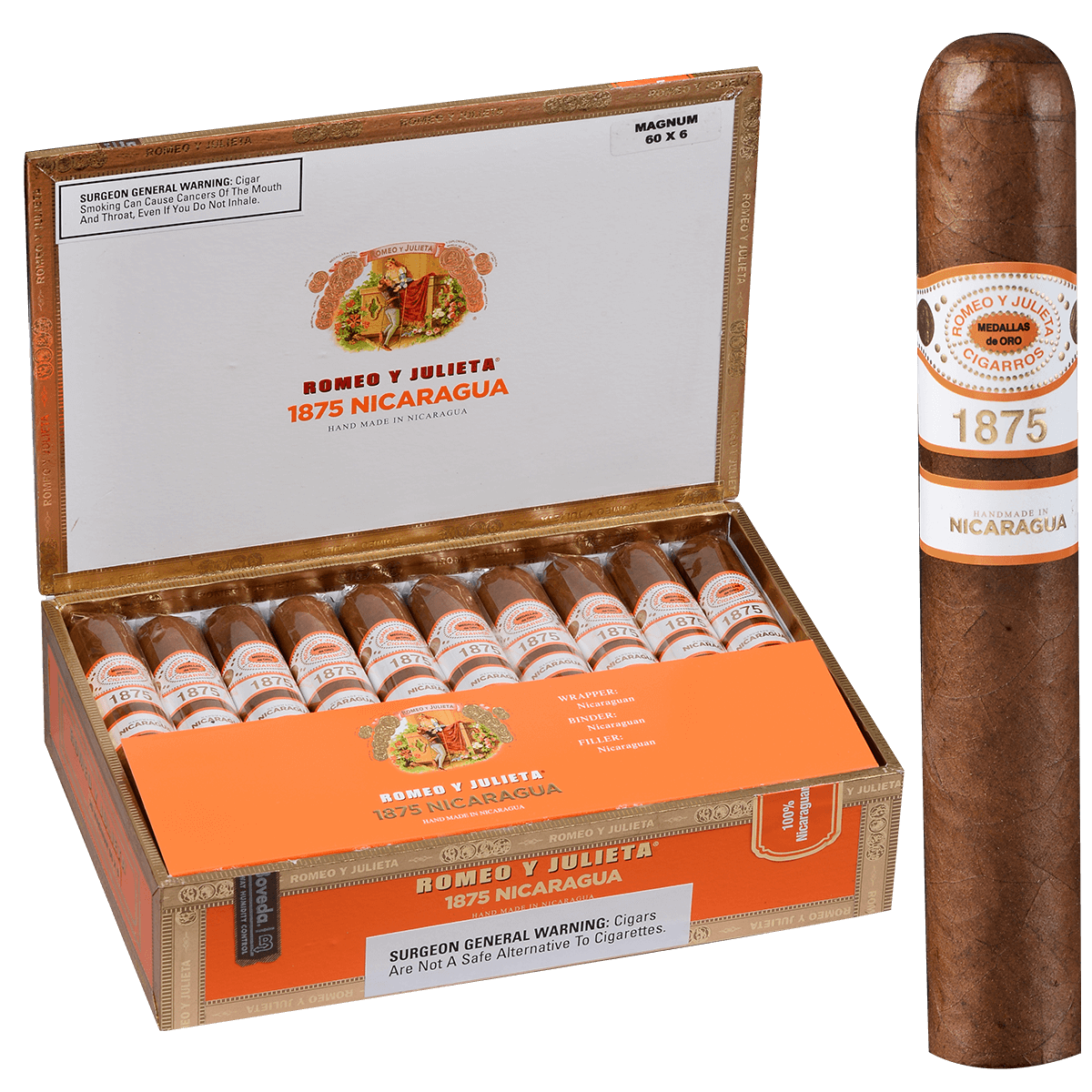 ROMEO Y JULIETA 1875 NICARAGUA MAGNUM 20 CT. BOX 6.00X60