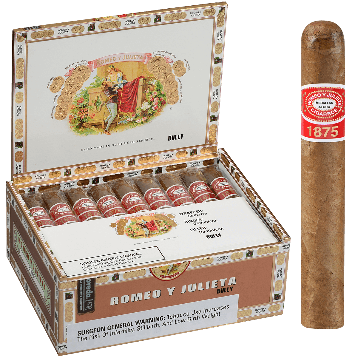 ROMEO Y JULIETA 1875 BULLY EMS 25 CT. BOX 5.00X50