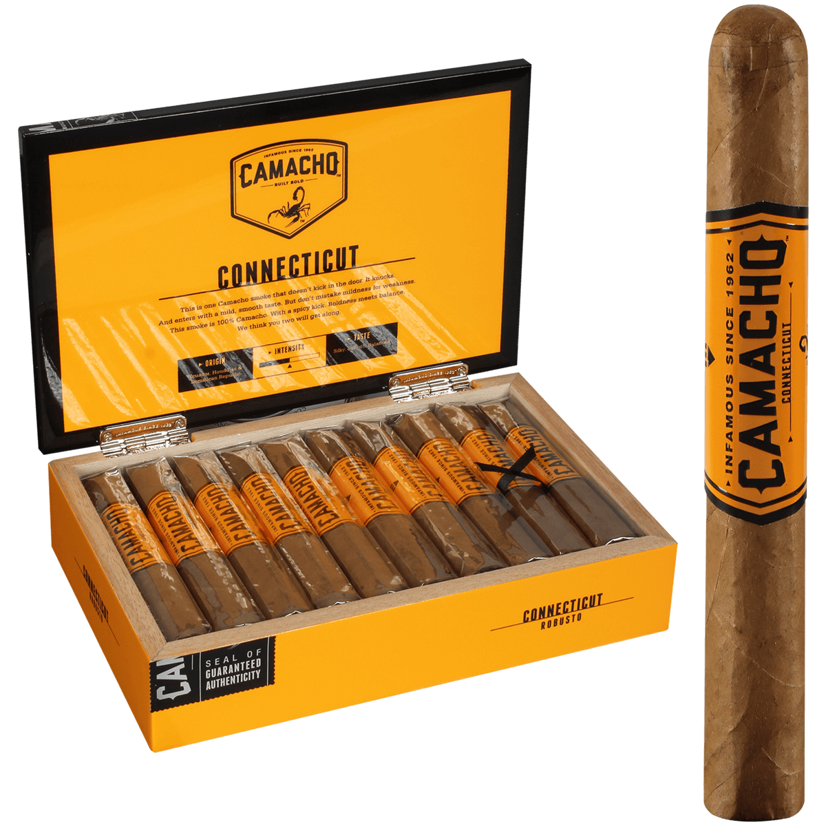 CAMACHO CONNECTICUT ROBUSTO 20 CT. BOX 5.00X50