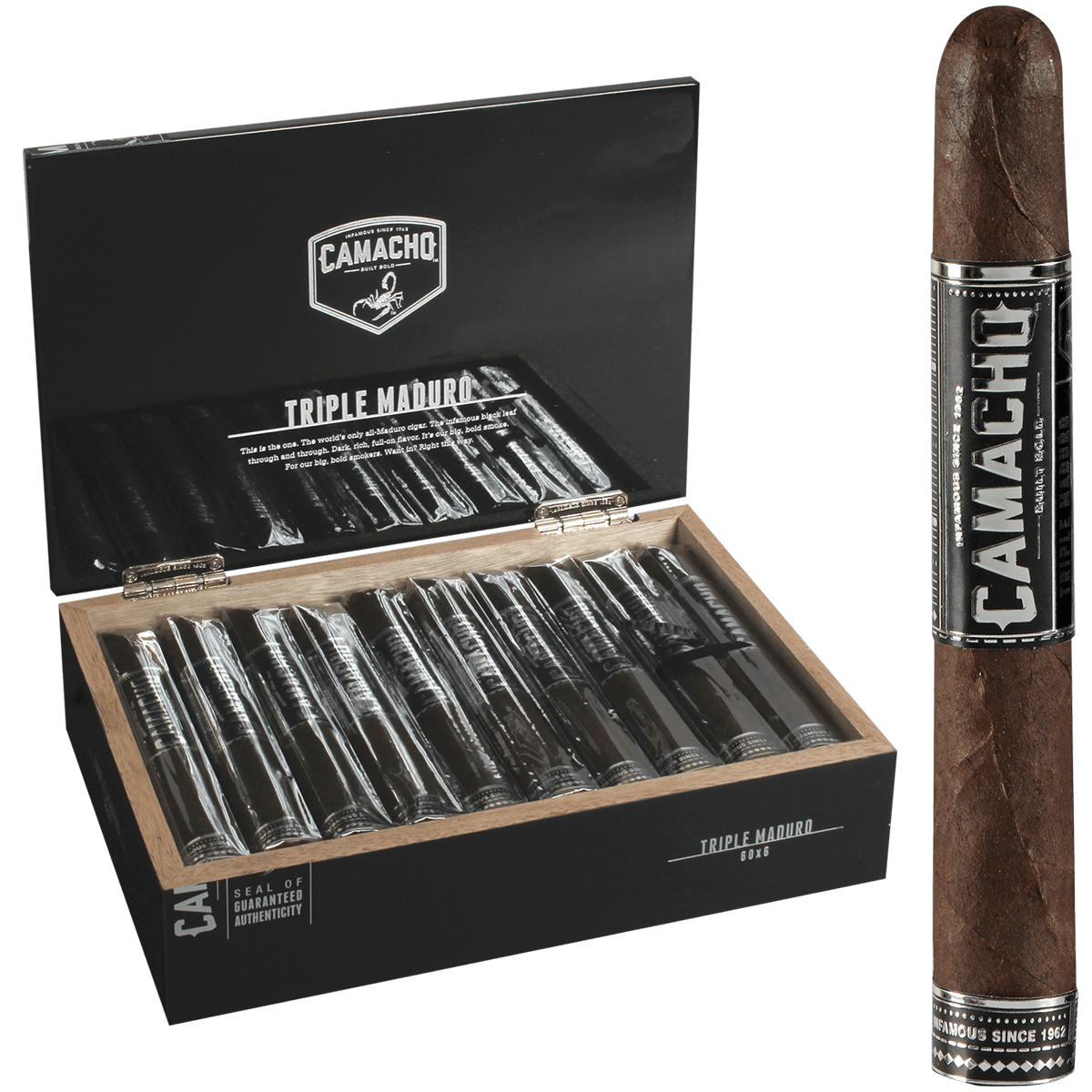 CAMACHO TRIPLE MADURO GORDO  20 CT. BOX 6.00X60