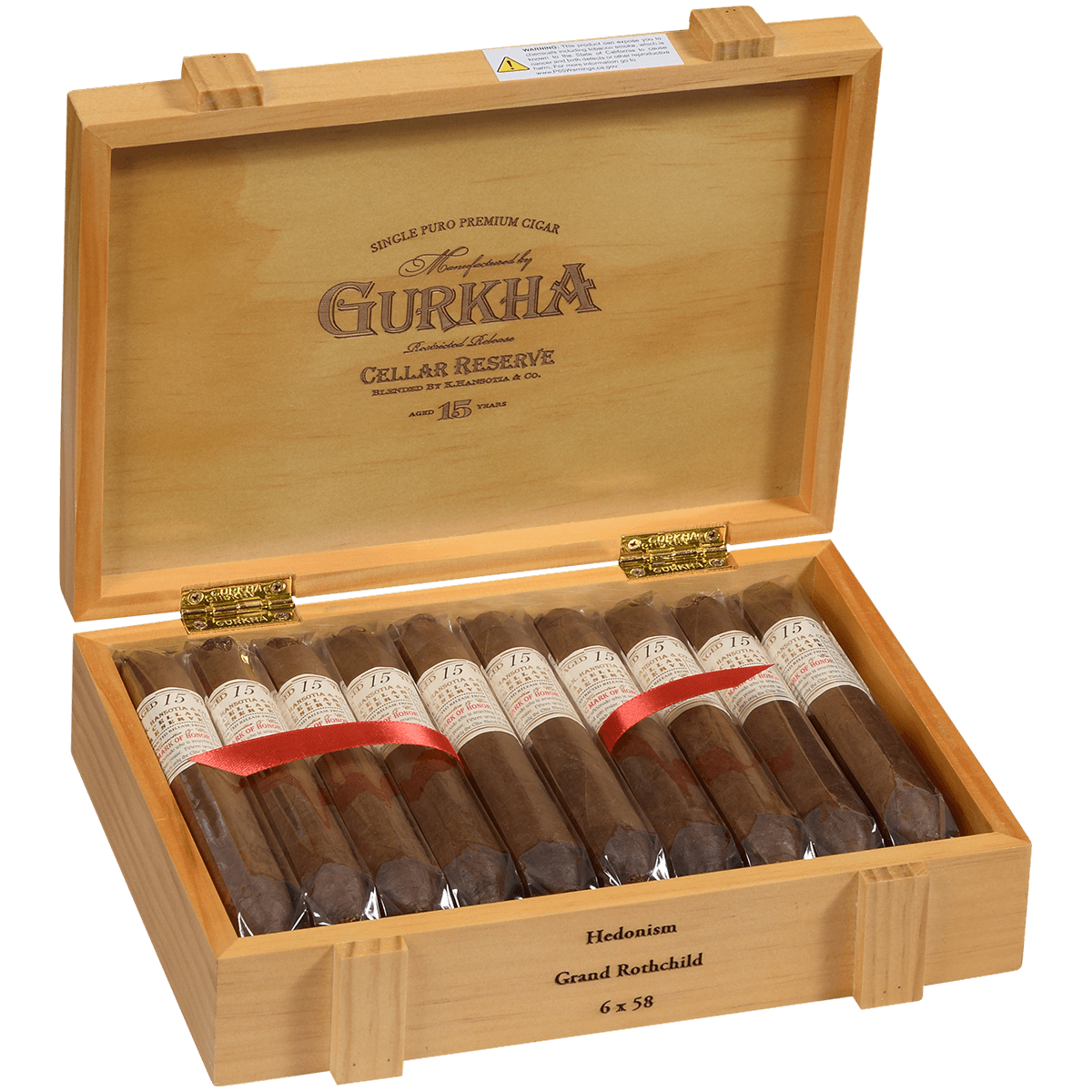 GURKHA CELLAR RESERVE 15 YR HEDONISM 20 CT. BOX 6.00X58