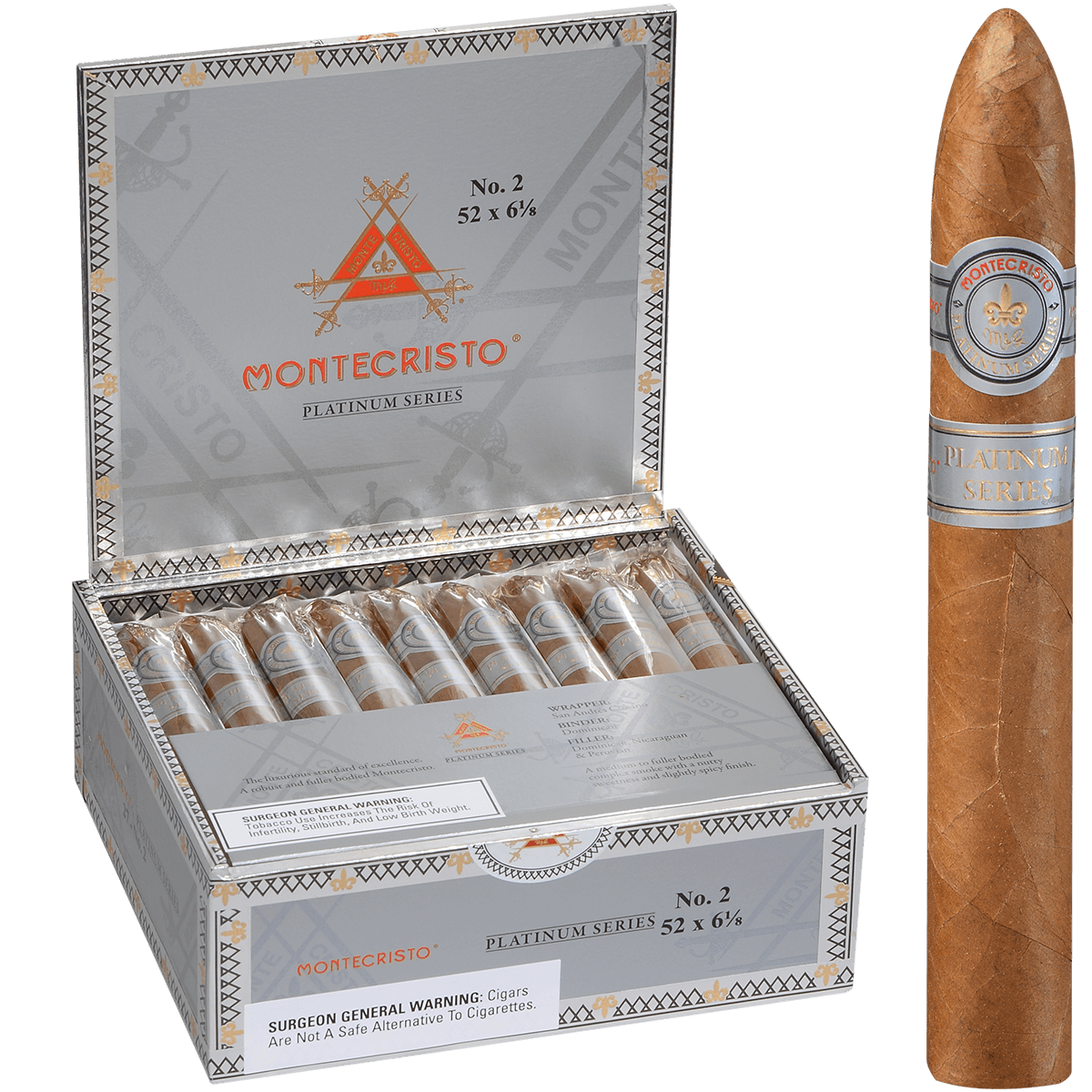MONTECRISTO PLATINUM NO. 2 BELICOSO 27 CT. BOX 6.12X52
