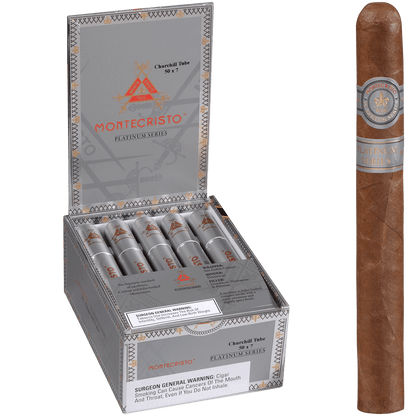 MONTECRISTO PLATINUM CHURCHILL TUBE 15 CT. BOX 7.00X50
