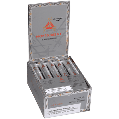 MONTECRISTO PLATINUM CHURCHILL TUBE 15 CT. BOX 7.00X50