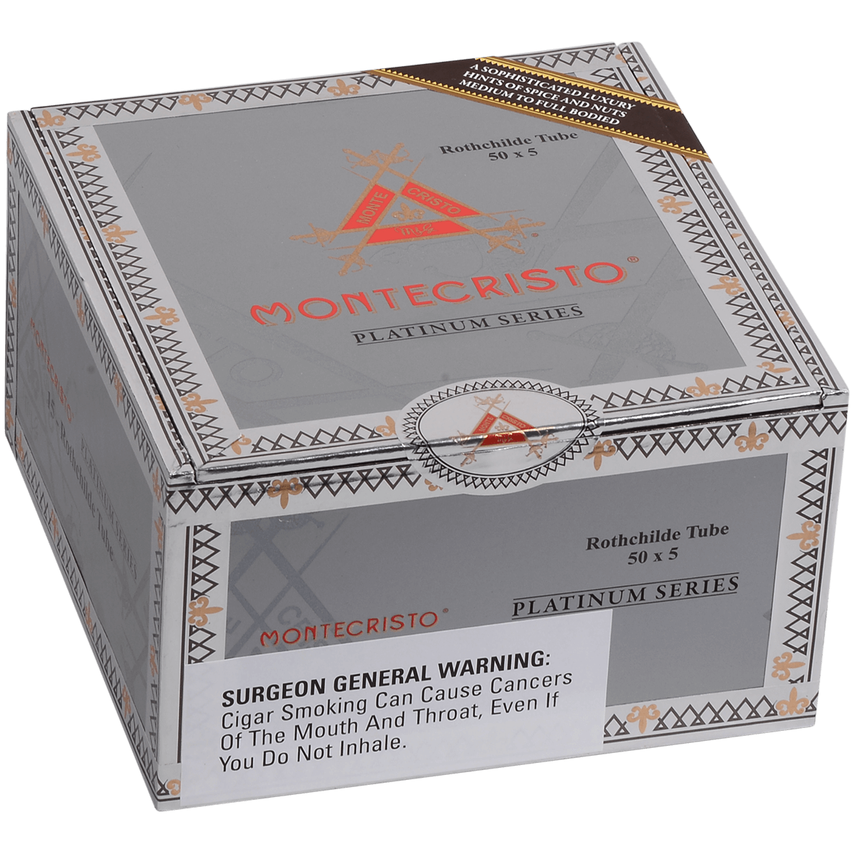 MONTECRISTO PLATINUM ROTHCHILDE TUBE 15 CT. BOX 5.00X50