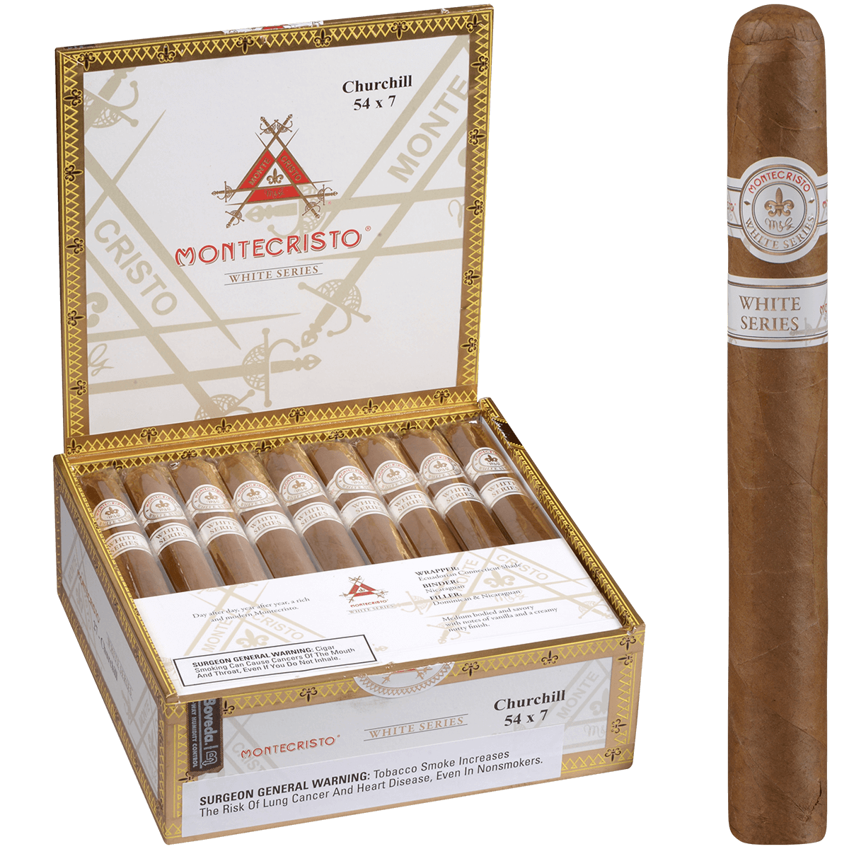 MONTECRISTO WHITE CHURCHILL 27 CT. BOX 7.00X54