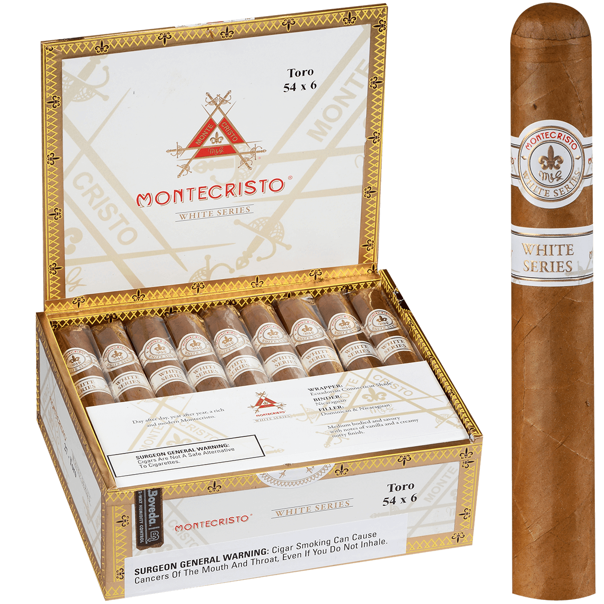 MONTECRISTO WHITE TORO 27 CT. BOX 6.00X54