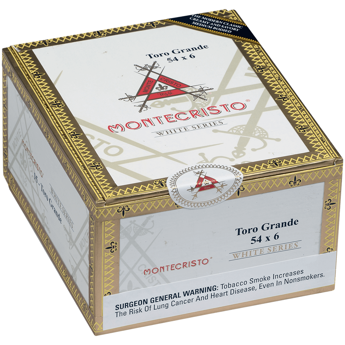 MONTECRISTO WHITE TORO GRANDE TUBE 15 CT. BOX 6.00X54