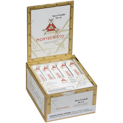 MONTECRISTO WHITE TORO GRANDE TUBE 15 CT. BOX 6.00X54