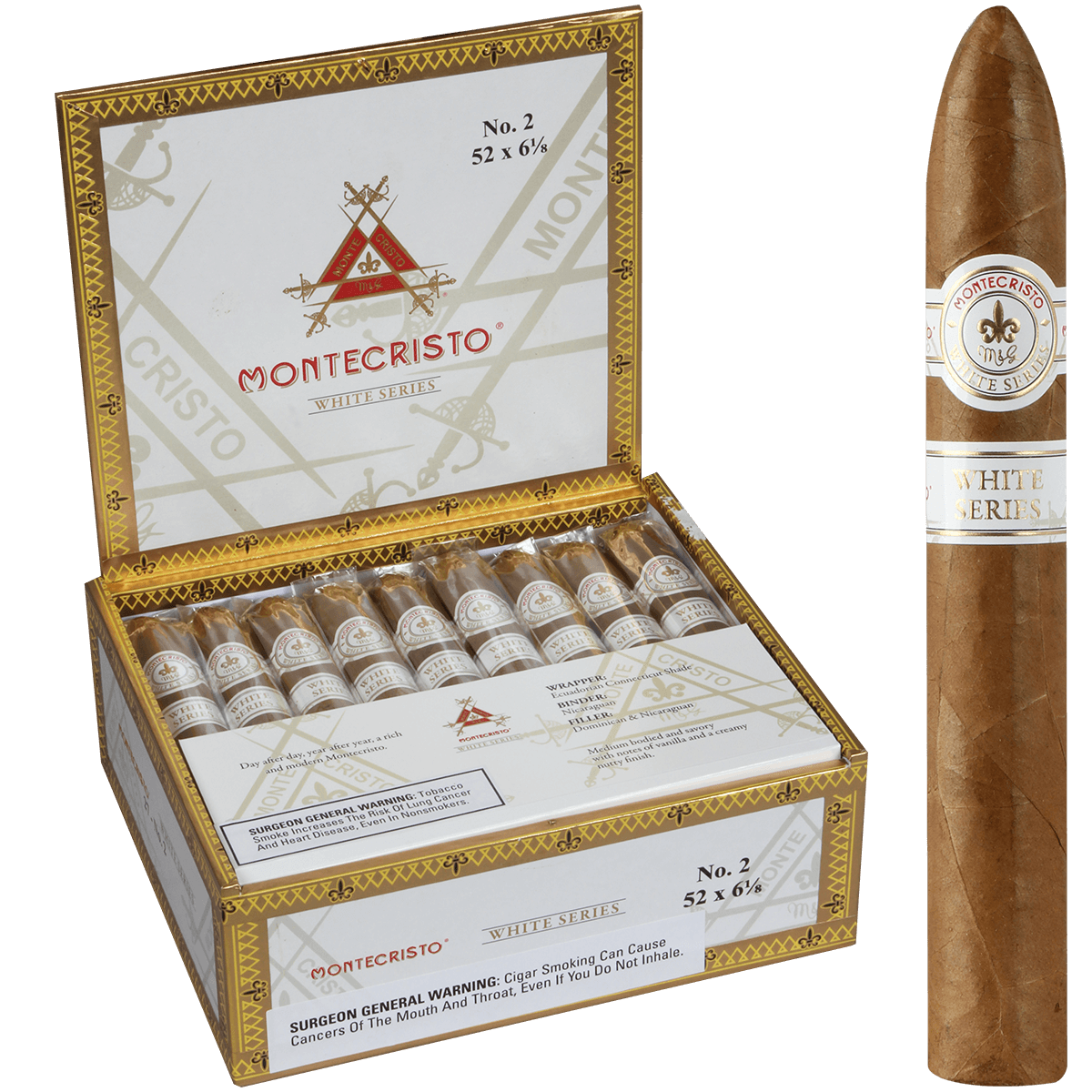 MONTECRISTO WHITE NO. 2 BELICOSO 27 CT. BOX 6.12X52