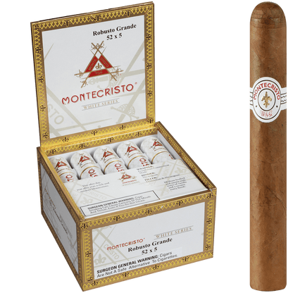 MONTECRISTO WHITE ROBUSTO GRANDE TUBE 15 CT. BOX 5.00X52