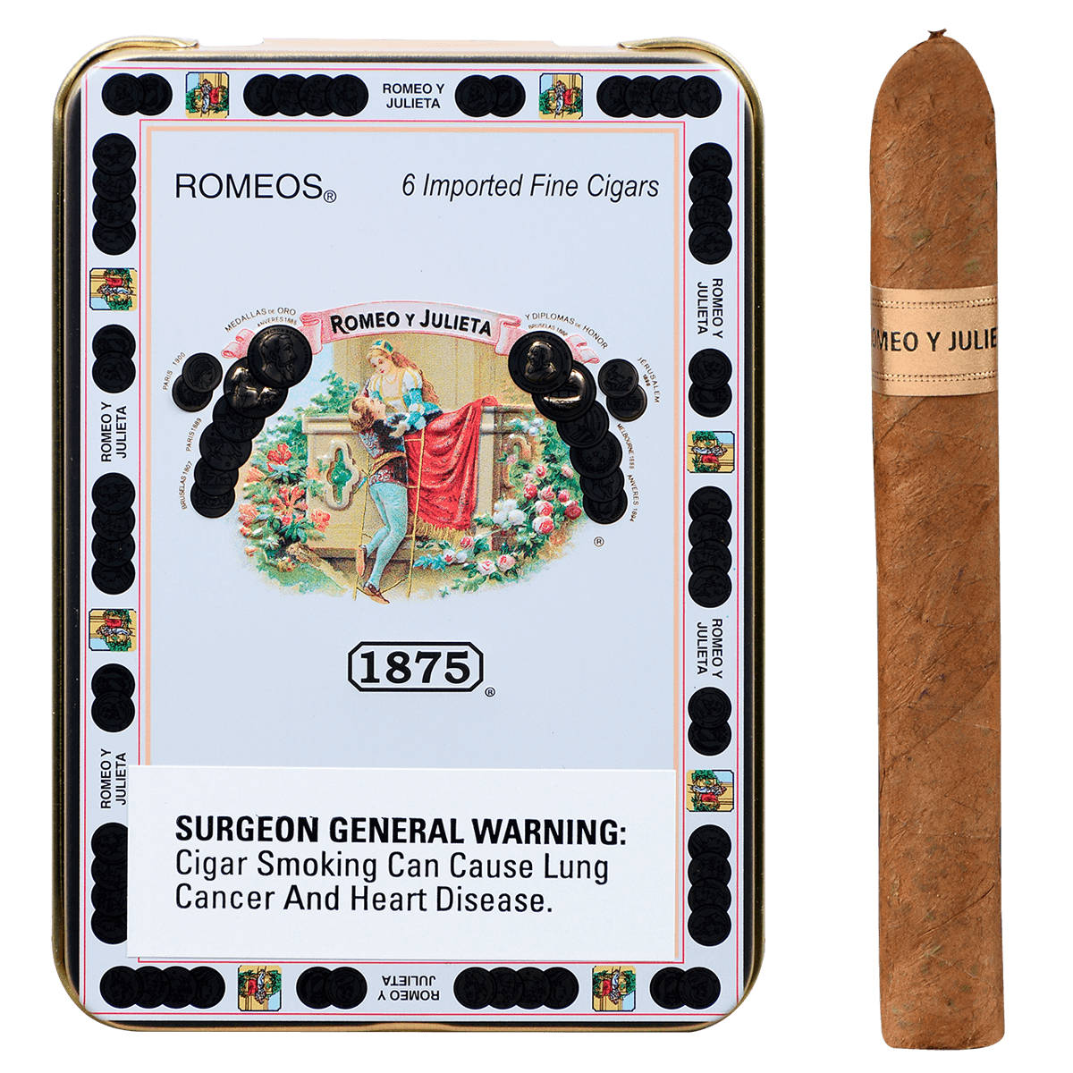 ROMEO Y JULIETA 1875 ROMEOS 5/6 TIN PACKS 4.00X33