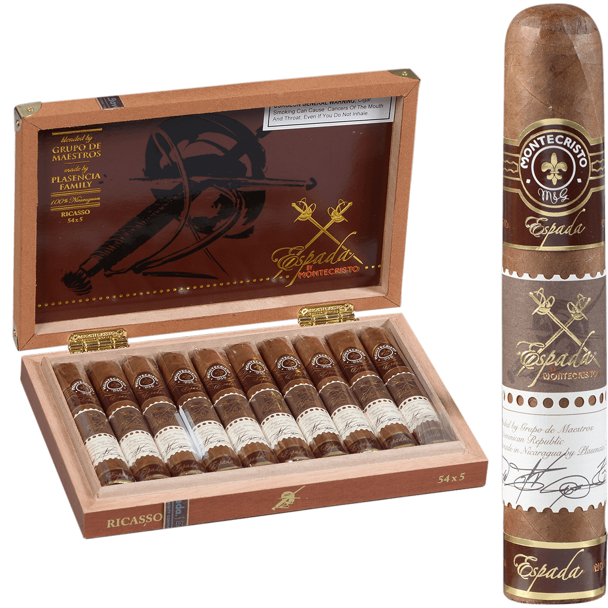 MONTECRISTO ESPADA RICASSO 10 CT. BOX 5.00X54