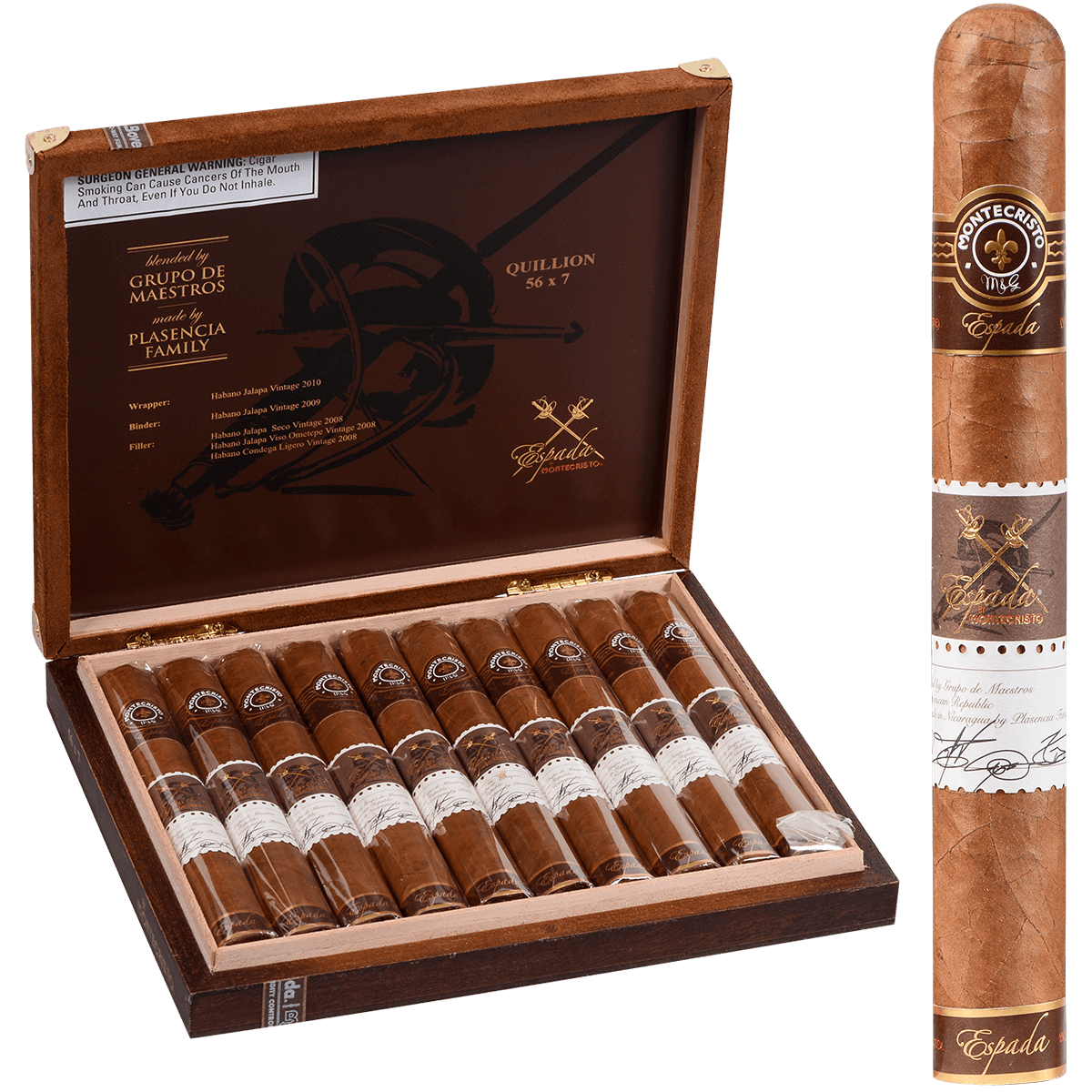 MONTECRISTO ESPADA QUILLION 10 CT. BOX 7.00X56