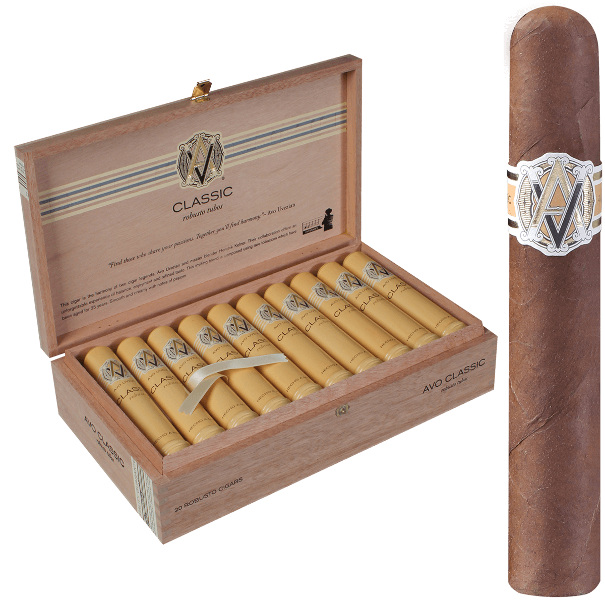 AVO CLASSIC ROBUSTO TUBOS 20 CT. BOX 5.00X50