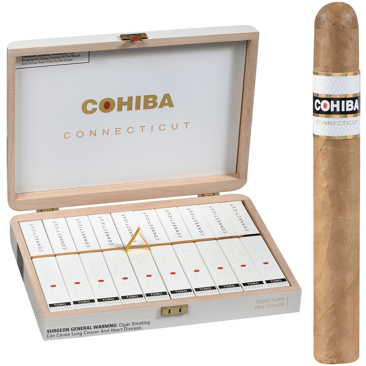 COHIBA CONNECTICUT TUBE TORO 10 CT. BOX 6.50X52