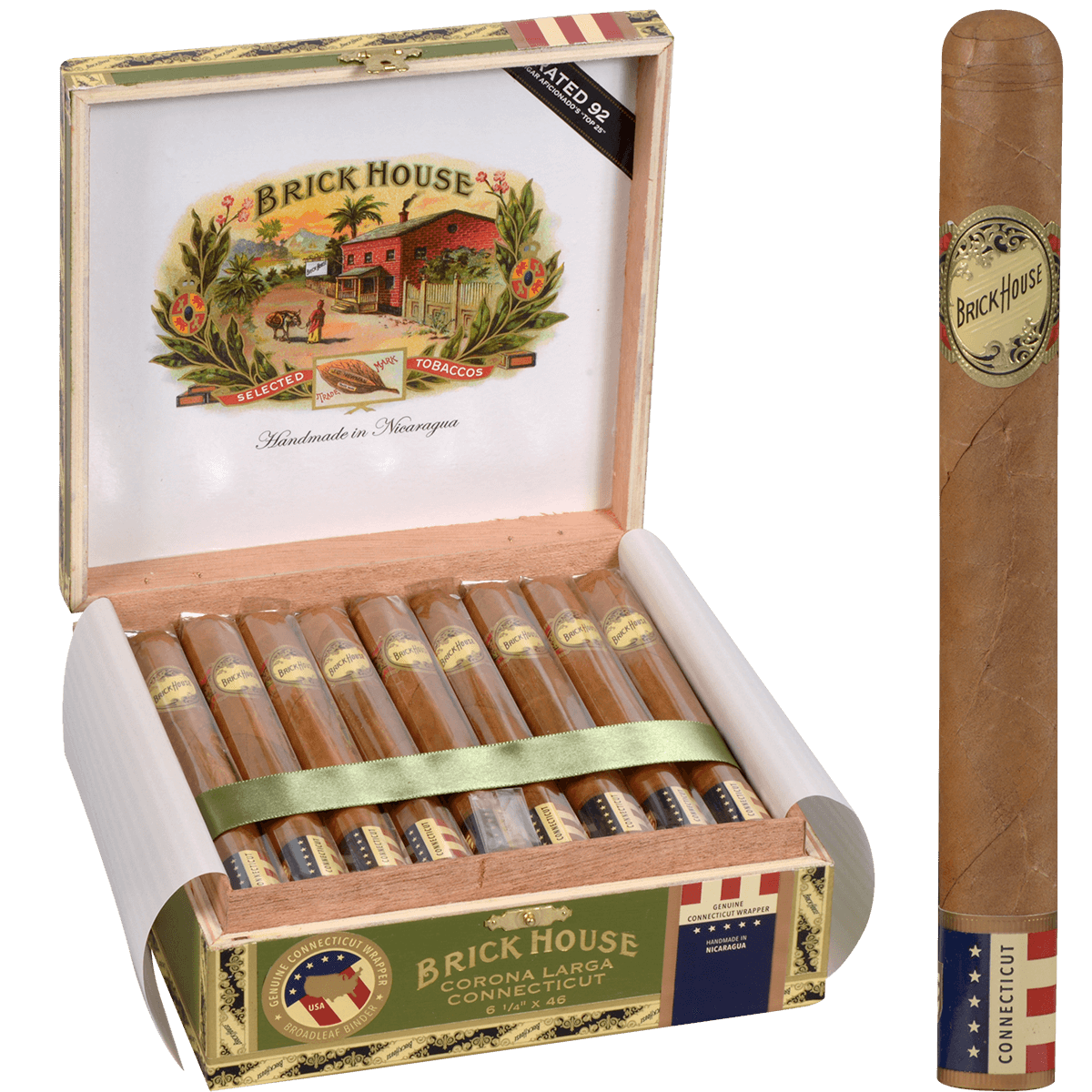 BRICK HOUSE DOUBLE CONNECTICUT CORONA LARGA 25 CT. BOX 6.25X46