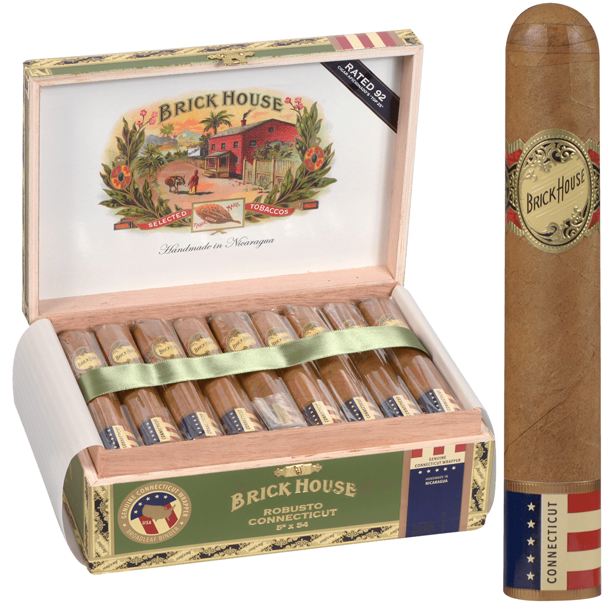 BRICK HOUSE DOUBLE CONNECTICUT ROBUSTO 25 CT. BOX 5.00X54