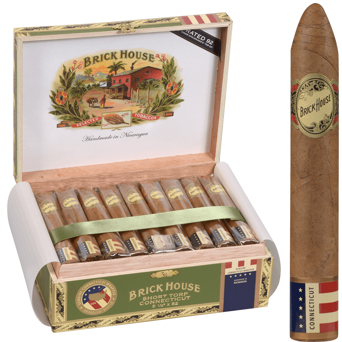 BRICK HOUSE DOUBLE CONNECTICUT SHORT TORPEDO 25 CT. BOX 5.50X52