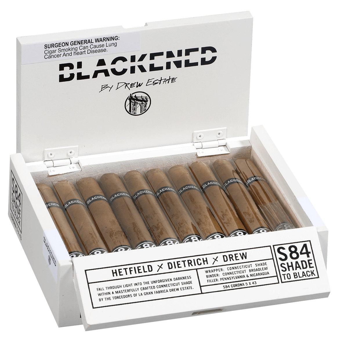 BLACKENED BY DREW ESTATE S84 SHADE TO BLACK CORONA 20 CT. BOX 5.00X43