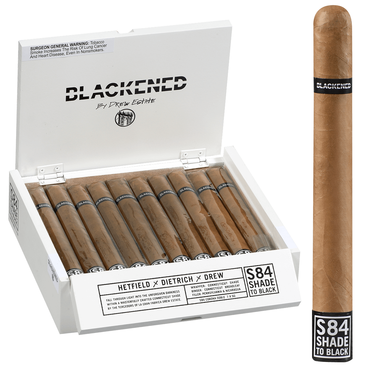 BLACKENED BY DREW ESTATE S84 SHADE TO BLACK DOUBLE CORONA 20 CT. BOX 7.00X50