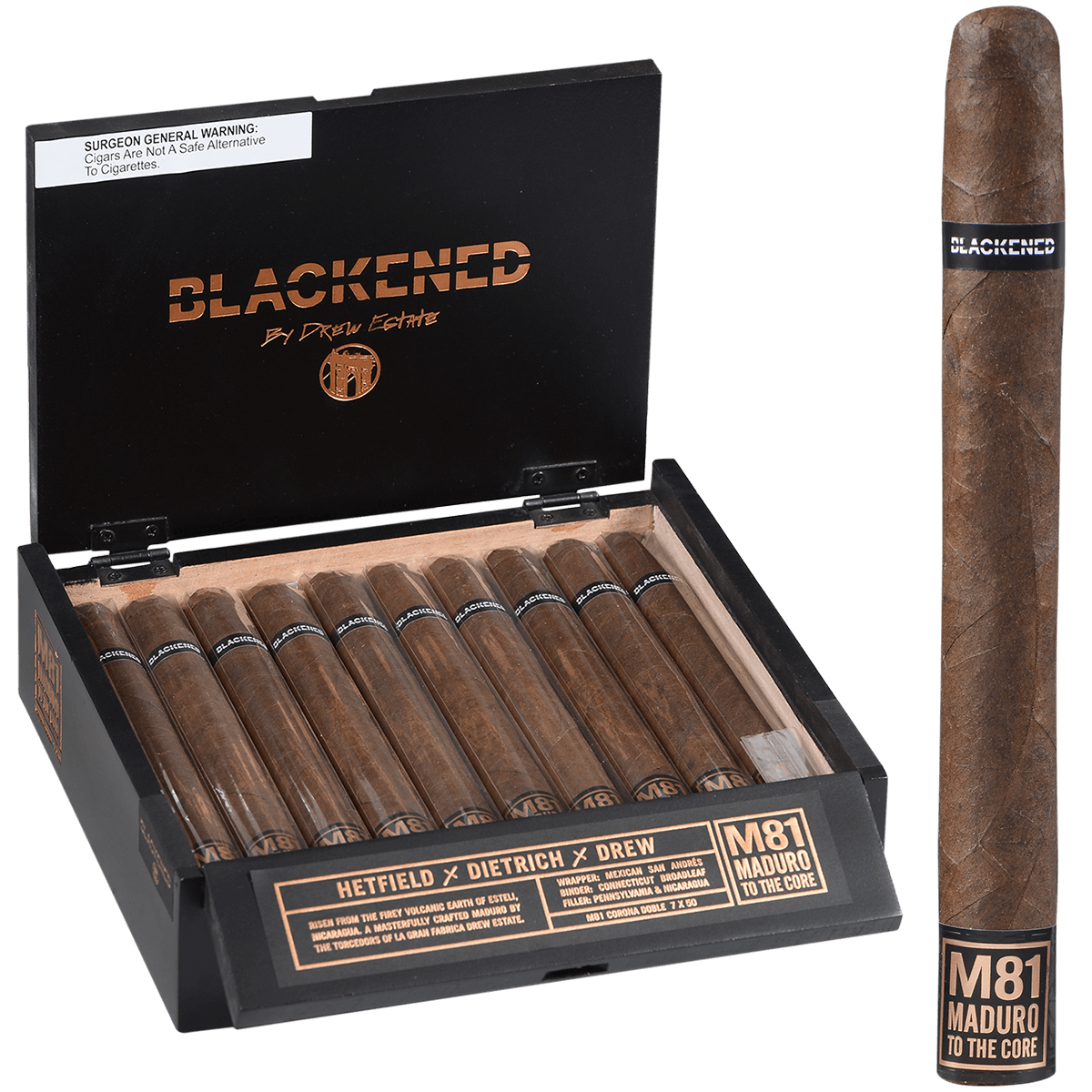 BLACKENED BY DREW ESTATE M81 CORONA DOBLE 20 CT. 7 X 50 BX.