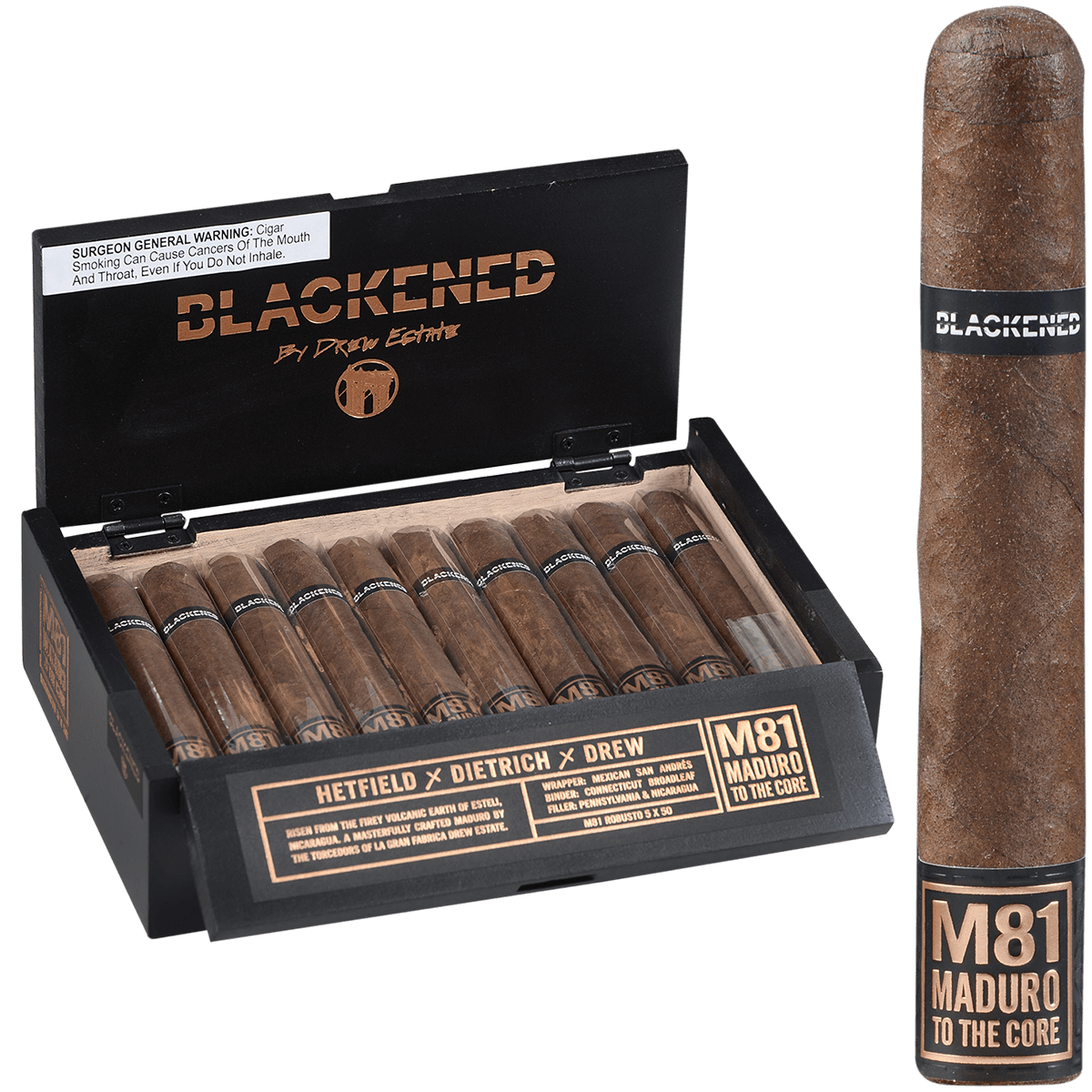 BLACKENED BY DREW ESTATE M81 ROBUSTO 20CT 5X 50 BX